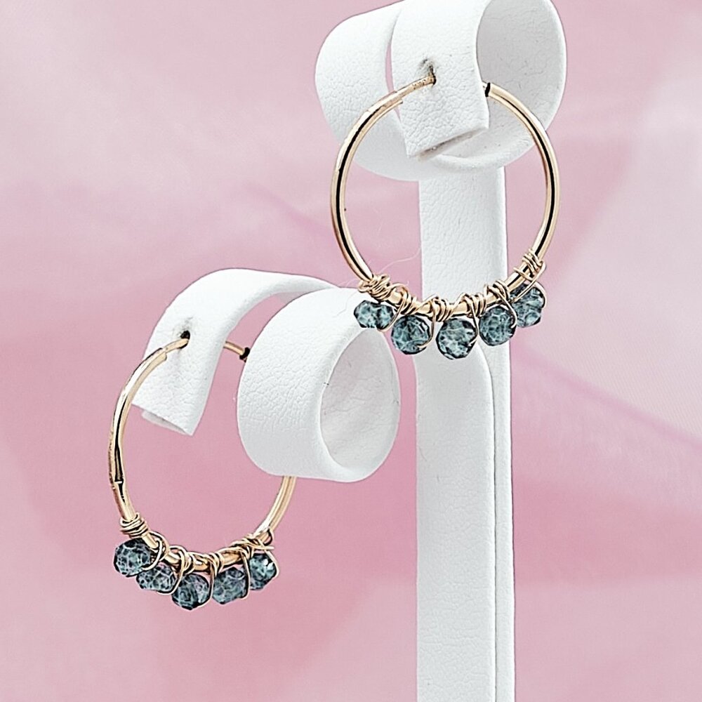 London Blue Topaz Small Hoop Earrings, 14K Gold Filled